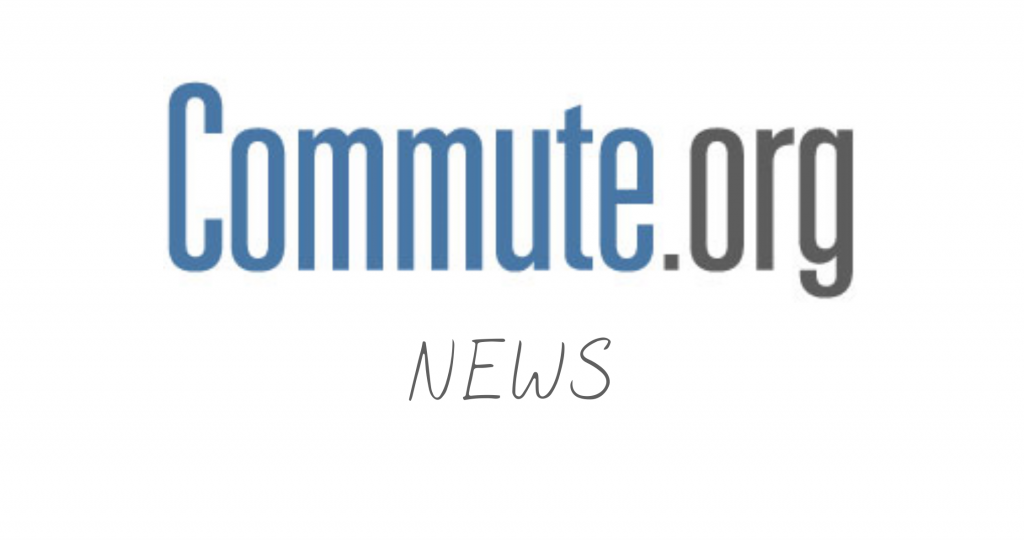 Logo of Commute.org with "NEWS" written below it in a cursive font. The logo features "Commute" in blue and ".org" in gray on a white background.
