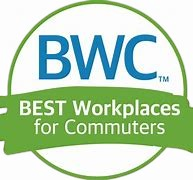 Logo with "BWC" in blue letters and "Best Workplaces for Commuters" written in white and green on a circular background, representing TDM resources for employers.