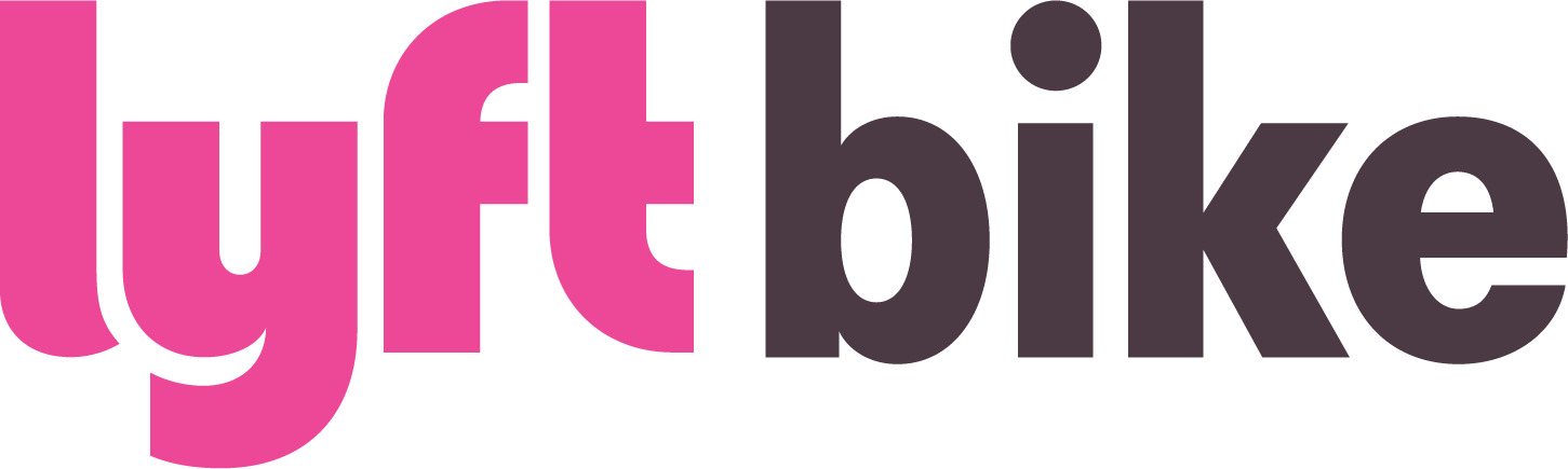 The image shows the “lyft bike” logo with “lyft” in bold pink letters and “bike” in bold dark gray letters on a light background, representing a modern option among Transportation Assistance Programs for San Mateo County Commuters.