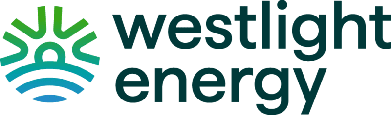 Westlight Energy logo with a green and blue abstract circular icon on the left and the company name in dark green lowercase text on the right, reflecting their commitment to initiatives like Transportation Assistance Programs for San Mateo County Commuters.